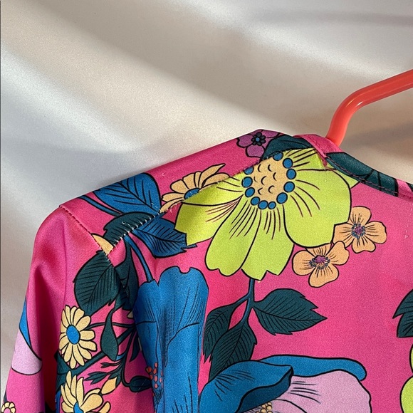 Zara Pink Floral Tie-Front Blouse - Picture 8 of 10